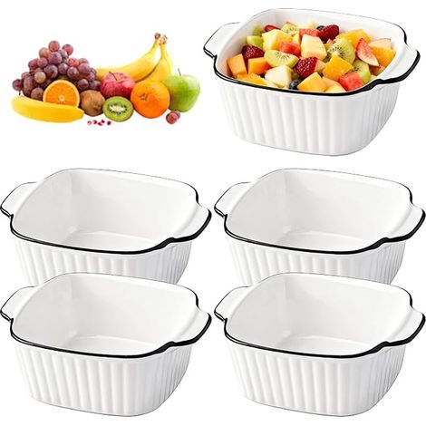 Small Baking Dishes, Gratin Oven, Square Baking Dish, Ceramic Gratin Dishes, Ceramic Baking Dishes, Oven and Microwave, 5.6 x 4.3 x 5.3 cm, White (1/5)