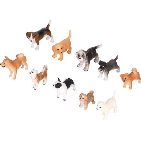 Lot de 10 figurines chien miniatures peintes à la main, ensemble de 10 jouets en plastique réaliste pour animaux de compagnie. (1/5)