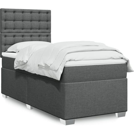 Boxspringbett mit Matratze Dunkelgrau 90x190 cm Stoff (1/5)