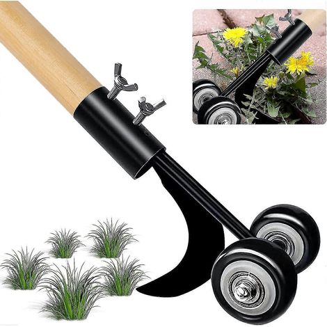 Outils de désherbage manuels  Coupe-mauvaises herbes manuel à roues  Utilisé pour enlever les mauvaises herbes entre les terrasses en ardoise et les pelouses (1/5)