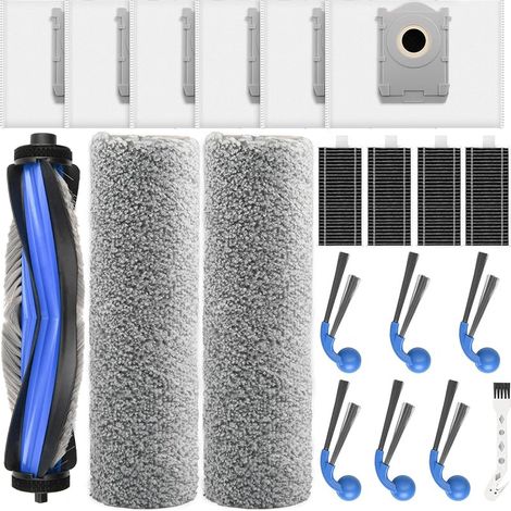 Lot de 20 Accessoires pour Robot Aspirateur Ecovacs Deebot T80 Omni, 1 Brosse Principale, 6 Sacs à Poussière, 2 Rouleaux de Nettoyage, 4 Filtres, 6 Brosses Latérales, 1 Brosses de Nettoyage (1/5)