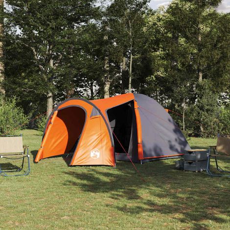 vidaXL Tente Dôme 6 personne Gris et orange (1/5)