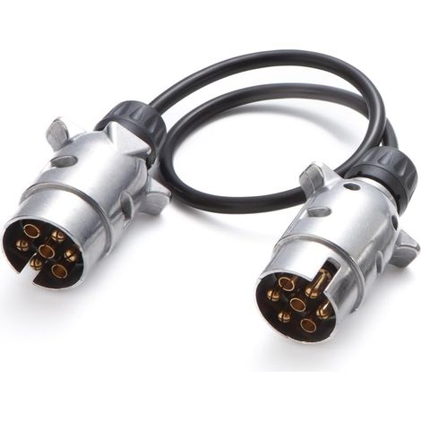 0,6M Rallonge Remorque 7 Broches, Norme 1724, Prise Remorque 7 Broches Male a Male Alliage d'aluminium, Câble Cuivre Pur, pour Véhicules Européens Remorque Yacht 12V/24V (1/5)