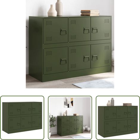 Buffet acier - Buffet vert olive 99x39x73 cm acier (1/5)