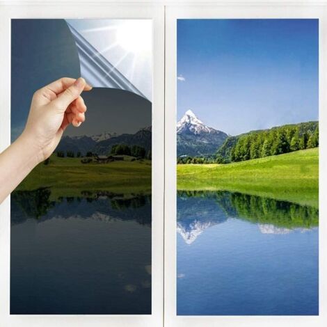 Einweg-Spiegelfolie für Fenster, hitzebeständig, blendfrei, temperaturregulierend, Sichtschutz, reflektierende Klebefolie für Fenster in Haus, Büro und Geschäft (40 x 200 cm) (1/5)