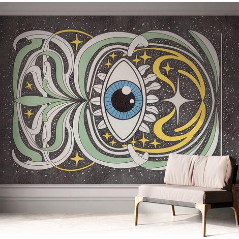 Papier peint adhésif décoratif pour chambre et salon Design moderne à poser facilement Œil symétrique 312x219 cm (1/5)