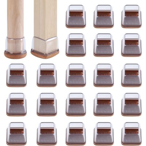 24 Stück Stuhlbeinkappen 14–36 mm mit transparenter Filzpolsterung, 1,25 Zoll Silikon-Möbelabdeckungen, elastische Protektoren, Spitzenkappen (1/4)