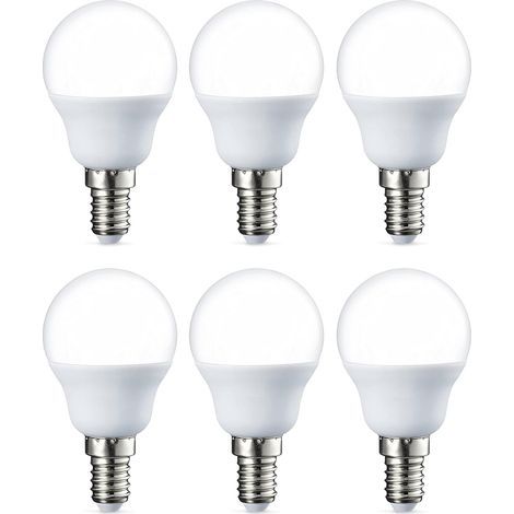 Packung mit 6 kleinen runden LED-Lampen, G45 Edison-Schraubsockel E14, 5 W (entspricht 40 W), warmweiß, nicht dimmbar [Energieklasse F]