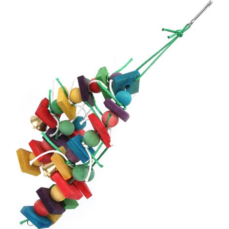 Jouet à mâcher pour perruches, blocs de bois naturels multicolores, pour aras et autres oiseaux de compagnie. (1/5)