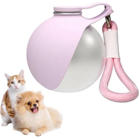 Gourde de voyage pour chien 285 ml, bouteille avec gamelle pliable anti-fuite, compacte, pour promenades et déplacements, chiens et chats, rose (1/5)