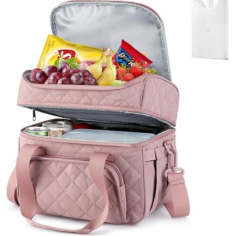 Sac à lunch isotherme double couche pour femme, étanche avec bandoulière réglable (1/5)