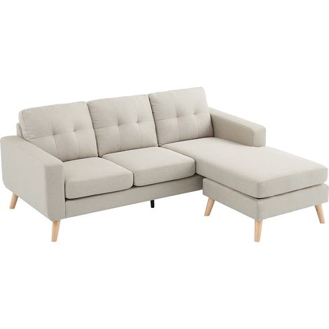 Canapé d'angle réversible en tissu beige BARTOLOME (1/5)