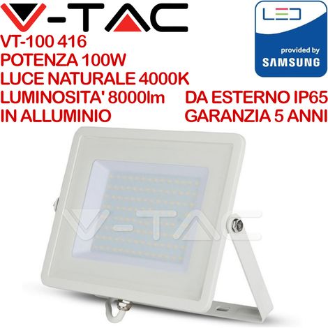 100W LED PROIETTORE SMD SAMSUNG CHIP CORPO BIANCO LUCE BIANCO NATURALE 4000K - Luce NATURALE (1/5)