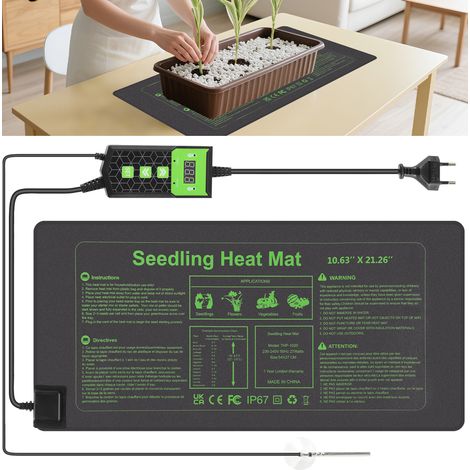 Randaco Tapis chauffant, Tapis chauffant pour semis avec thermostat 27 Watts, Idéal pour les plantations d'intérieur 1pcs (1/5)