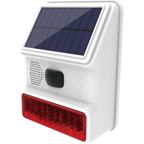 Alarme extérieure sans fil, 433 MHz, alimentée à l'énergie solaire, volume de 110 dB, indice d'étanchéité IP65, compatible avec les systèmes d'alarme. (1/5)
