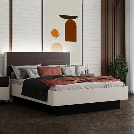 Cama Doble Kamak, Tamaño del Colchón 180x200 cm, Soporta 200 kg, Matrimonial, Blanco Crema (1/5)