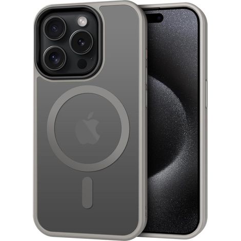 Handyhülle iPhone 15 Pro Kameraschutz MagSafe iPhone 15 Pro Hell Grau (1/5)
