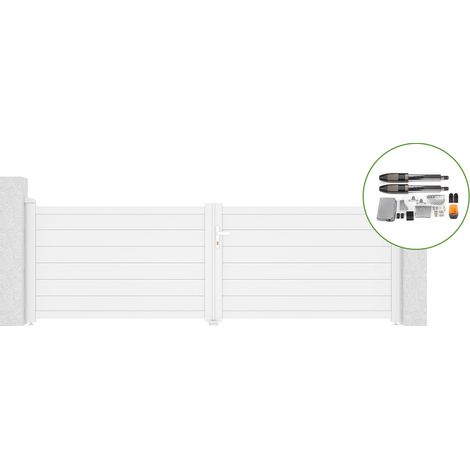 Portail battant 3,5m EIGER H.115cm alu blanc + motorisation TANKER B700 (1/5)