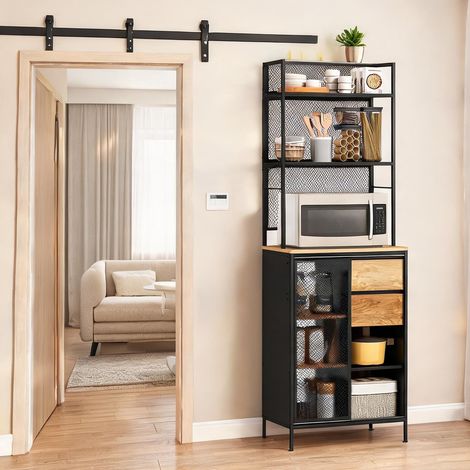 Buffet bois naturel en panneau de particules 60 x 40 x 180 cm (1/5)