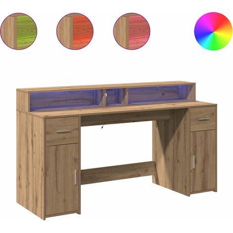 Maison Exclusive - LED-Schreibtisch Artisan-Eiche 160x55x91 Holzw