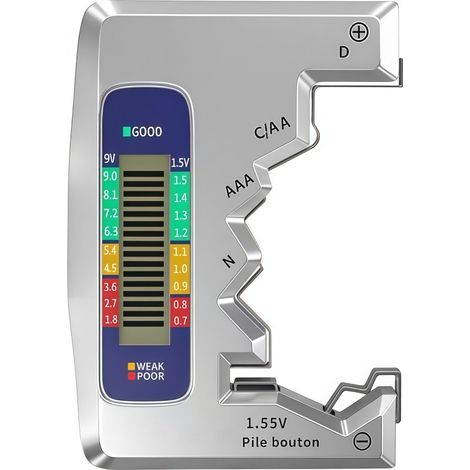 Universel Testeur de Piles Numérique Digital pour AA AAA C D N 9V 1.5V Piles Bouton Mini Batteries (1/5)
