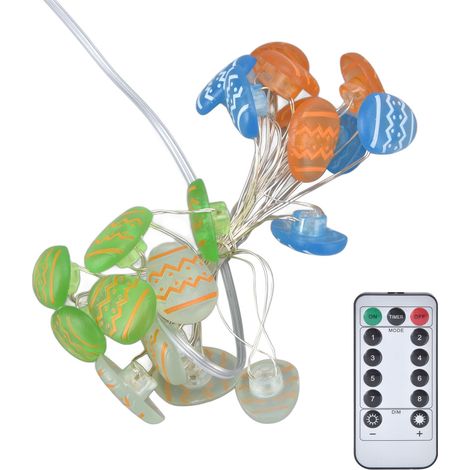 Guirlande lumineuse de Pâques à LED, lumière chaude, étanche IP44, 40 LED en forme d'œufs de Pâques, 8 modes d'éclairage, 4 m / 13,1 pi (1/5)