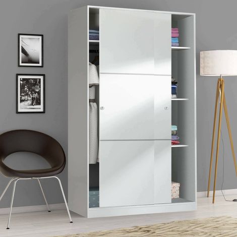 Guardaroba 2 Ante - 3 Ripiani Appendiabiti, Bianco, -, 120x200h cm Cumana (1/4)