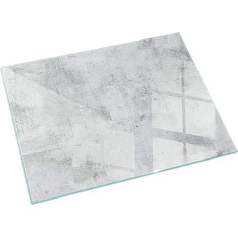 Elegante Hartglas Kaminbodenplatte Ofenglas Funkenschutzplatte für Kamin Hitzeschutz Schutzplatte Rohbeton-Textur 60x40 cm