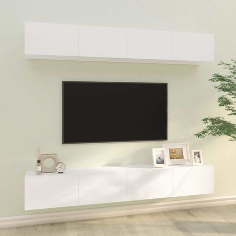 vidaXL Mobili Porta TV a Parete 4 pz Bianchi 100x30x30 cm (1/5)