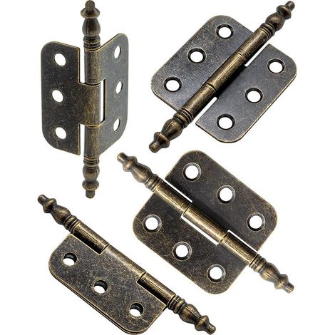 Lot de 4 charnières anciennes en métal bronze, 70 x 35 mm, fer forgé, design classique, pour armoires, portes, coffres et boîtes de rangement, style rustique champêtre (1/5)