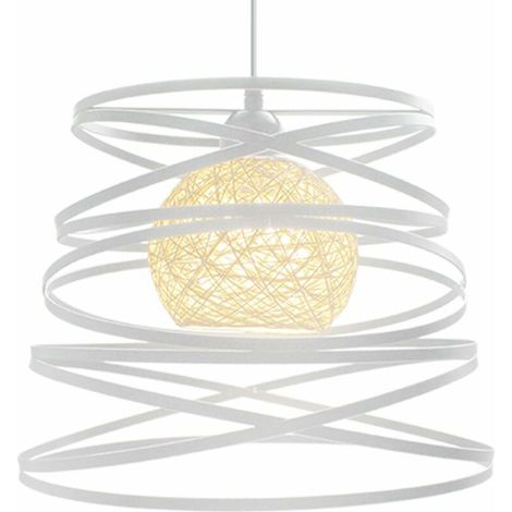 Suspensions vintage luminaires style industriel, plafonnier vintage forme Ressort, éclairage intérieur, lampe cuisine salon salle à manger chambre, blanc, Ø 300mm - Blanc BLOW (1/5)