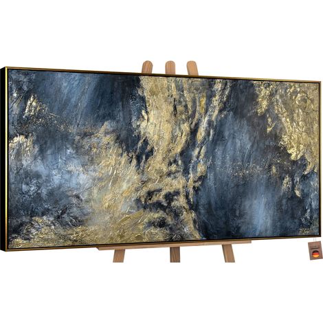 Gemälde Spiegelungen II Rahmen Schwarz-Gold 120x60 cm (1/5)