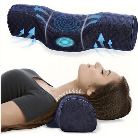 1 oreiller cervical pour dormir, oreiller de soutien cervical en mousse à mémoire de forme pour les raideurs de la nuque, oreiller de soutien cervical pour les personnes dormant sur le côté et sur le