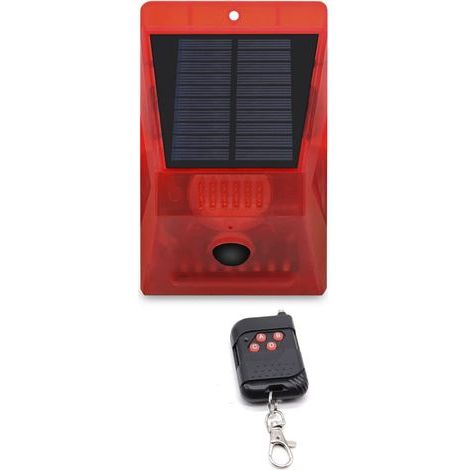 Alarme Solaire extérieure avec détecteur de Mouvement IP65 Waterproof 129db Loud Siren Lamp 4 Working Modes Strobe Light with Remote (1/5)