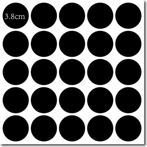 Etiquettes Autocollantes Tableau Noir, 25 Pcs/Feuille, 38mm, 210x210mm, Rondes, 5 Feuilles (1/3)