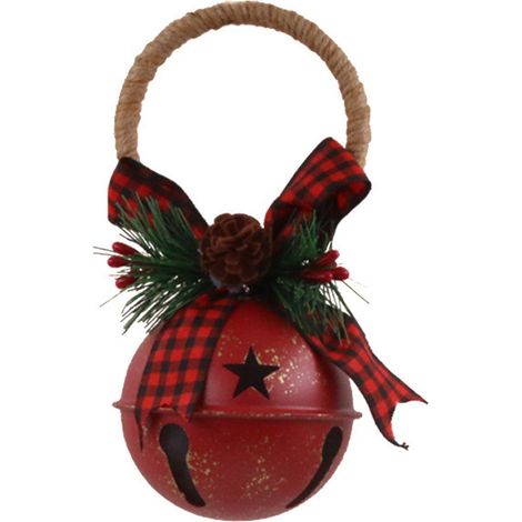 Cloche De Noel Vintage En Fer Forgé Finition Rouille Antique, Ornement Porte-Clés Et Décoration Intérieure 8.5X17 Cm-KZQ (1/5)