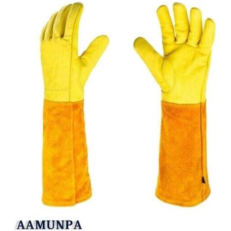 Gants de jardinage résistants aux coupures et aux épines - Paire de Gants de Jardinage - Protection Cuir - Gants de Jardinage pour les épines et Ronces et Gants de Travail. jardiner,travaux ménagers,( (1/5)