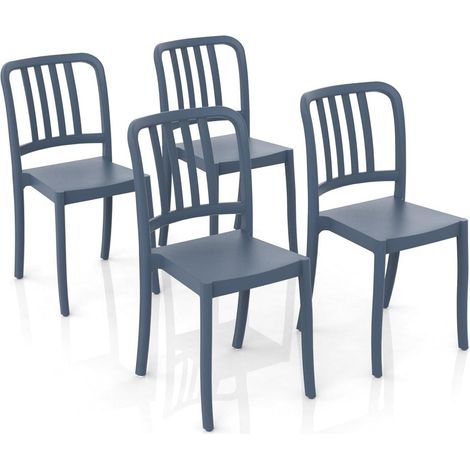 GLOUPIE Set 4 Sedie Impilabili Charme In Polipropilene Neutro Rinforzato Blu Petrolio, L 41 x P 53 x H 84,5 Cm, Made In Italy (1/5)