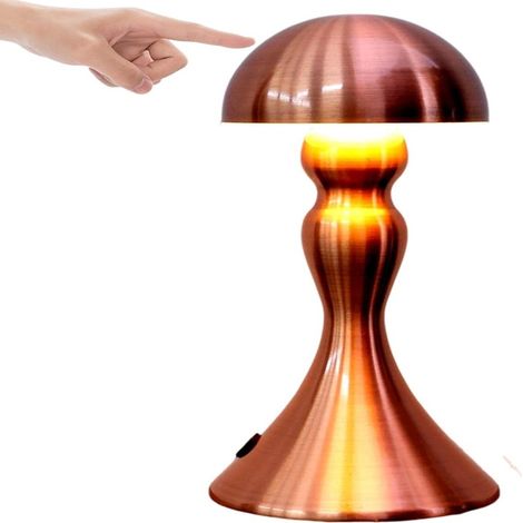 Lampe de table sans fil rechargeable, LED champignon or rose, haute luminosité, pour bureau et chambre (1/5)