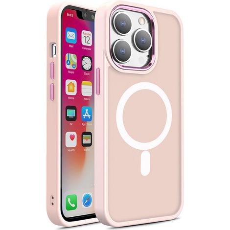 Custodia magnetica con MagSafe per iPhone 15 Pro Max, fori per cordino rosa (1/5)