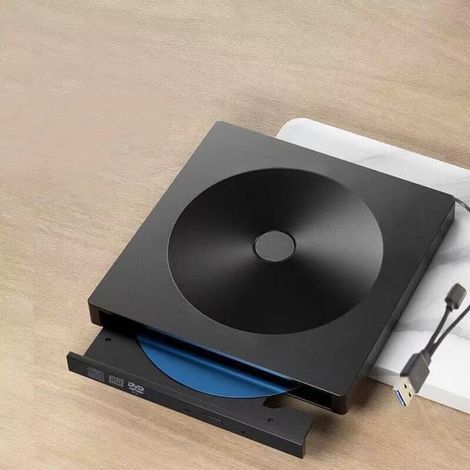 Lecteur de CD Externe, Type C USB 3.0 Portable Lecteur de CD Externe Portable Graveur de DVD Compatible avec les Lecteurs Optiques (1/4)