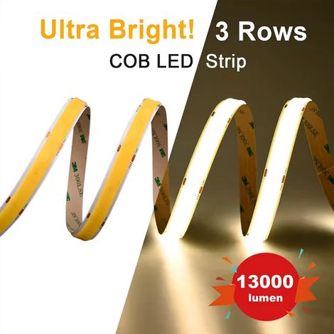 Striscia LED COB Super Luminosa a 3 File da 960 LED al Metro DC24V 5 Metri 6500K (1/5)