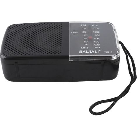 Radio portátil AM/FM/SW con antena vintage en color negro – Radio retro compacta con pilas AA (1/5)