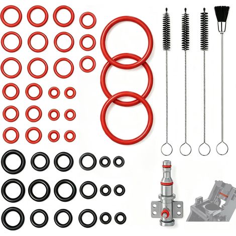 45 Joints Toriques pour Machine à Café Automatique, Joints de Remplacement avec 4 Brosses de Nettoyage, Kit d'Entretien pour Groupe Infusion, Valve Vapeur et Sortie, Compatible avec (1/5)