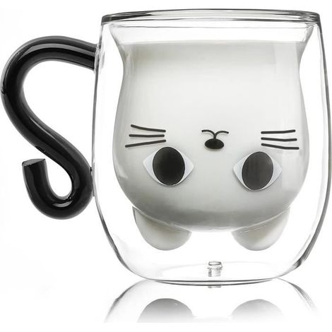 Tasse à Thé - Chat - Verre Double Paroi - 300ml - Cadeau - Compatible Lave-Vaisselle (1/4)