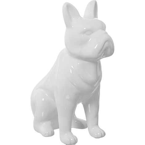 Glänzender weißer Keramikhund -Figur 14x26x33cmpour alle Stile, um zu Hause eine Note zu verleihen (1/5)