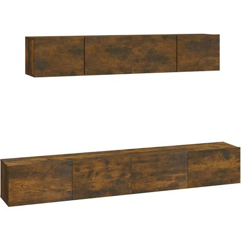 Maison Exclusive - Set di Mobili Porta TV 4 pz Rovere Fumo in Legno Multistrato (1/5)