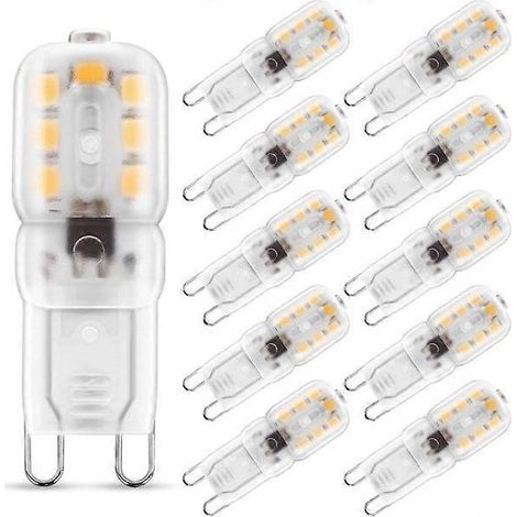 Lot de 10 ampoules LED G9 3W 3000K, équivalent à une ampoule halogène de 25W - Blanc chaud (1/5)