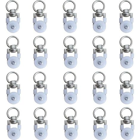 20 pcs Roue de Poulie en Métal, Rouleaux de Rail,Rouleaux de Tringle à Rideaux GlissièRes, Poulie Silencieuse, Rail de Rideaux FenêTre Double Rail Rouleau, pour Tringles à Rideaux H206