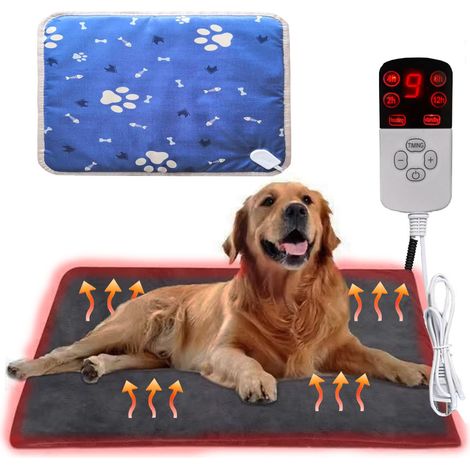 Haustier Heizdecke, Tapis Chauffant pour Chats Chiens,Tapis Chauffant Chat mit 12 Stufen Timer und Temps& 9 Réglages Température 35-55℃ Temperatur,Couverture Animaux Anti-Mordant Imperméable 45 70cm (1/5)